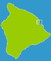 Locator Map: A white rectangle denotes the area north of Hilo on the central east shore of the Big Island.
